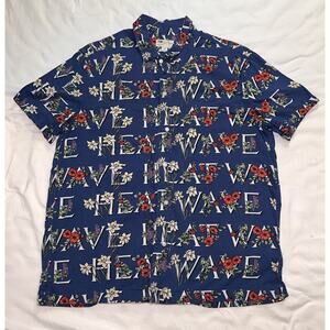 J.Crew Camp Hawaiian Shirt Mens Size M Blue Floral Heat Wave Summer Beach Casual